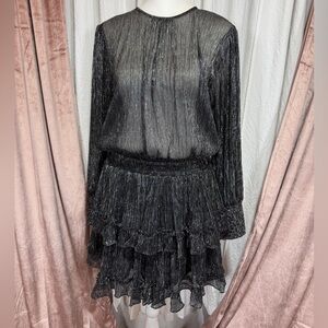 MISA Los Angeles Womens Smocked Ruffle Evening Dress